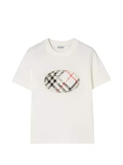 Burberry Check Knight-stamp Cotton T-shirt In White