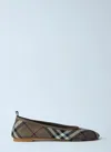 Burberry Knit Baby Nylon Blend Ballerinas With Knitted Traditional Check In Brown
