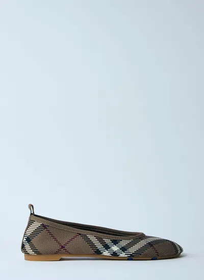 BURBERRY CHECK KNIT BABY BALLERINA FLATS