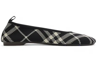 Pre-owned Burberry Check Knit Baby Ballerinas (women's) Sneakers In Black/calico In Multi