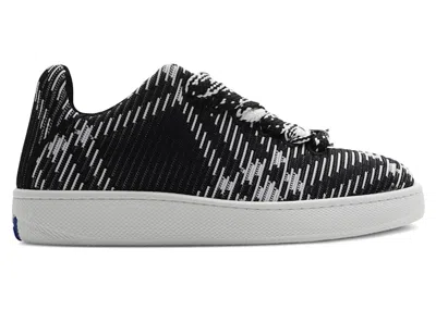 Pre-owned Burberry Check Knit Box Sneaker (women's) Sneakers In Black/white