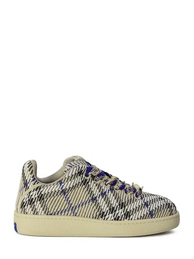 Burberry Check Knit Box Sneakers In Beige
