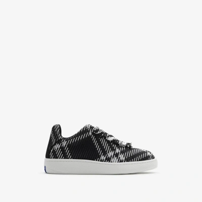 Burberry Check Knit Box Trainers In Black