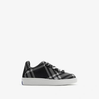 Burberry Check Knit Box Sneakers In Black