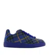 Burberry Check-knit Box Sneakers In Bright Navy