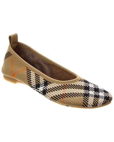 Burberry Checkered Knitted Ballerina Shoes Women In Brown