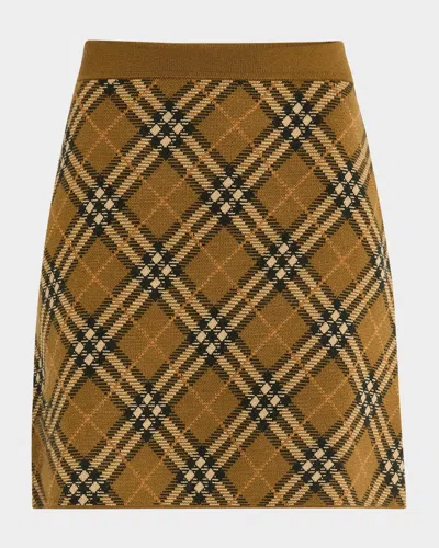 Burberry Check Knit Mini Skirt In Beige