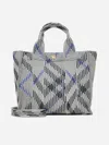 Burberry Check Knit Mini Tote Bag In Lichen