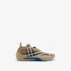 Burberry Check Knit Neptune Sneakers In Sand