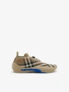 Burberry Check Knit Neptune Sneakers In Sand