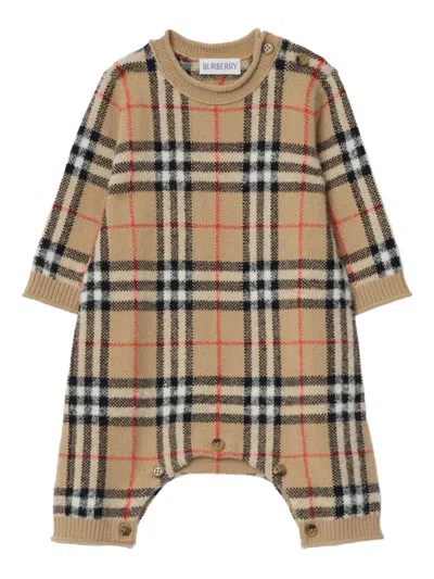 Burberry Check Knitted Babywear In Multi