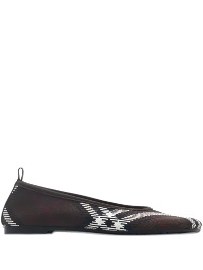 Burberry Check Knitted Ballet Flats In Black