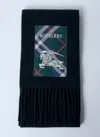 Burberry Men Check Label Cashmere Scarf In Black