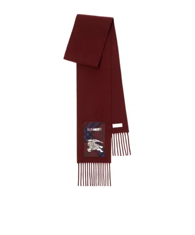 Burberry Check Label Cashmere Scarf In Burgundy