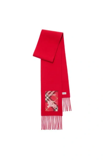 Burberry Check Label Cashmere Scarf In Red