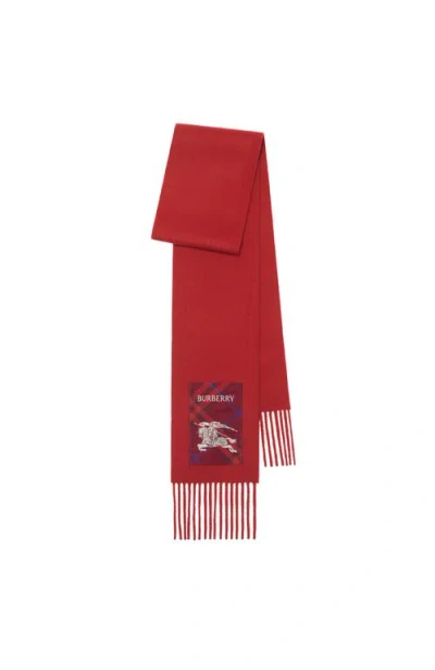 Burberry Check Label Cashmere Scarf In Rust