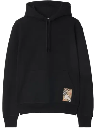 BURBERRY CHECK-LABEL COTTON HOODIE