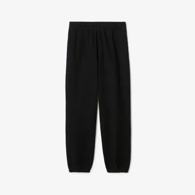 Burberry Check Label Cotton Jogging Trousers In Black
