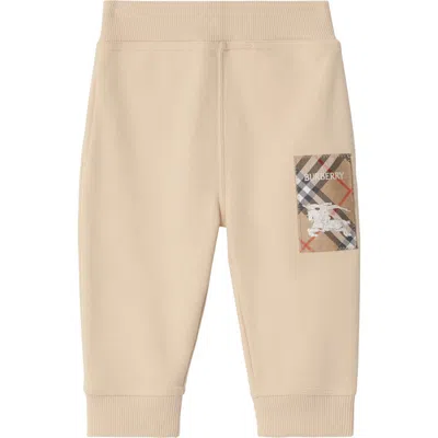 Burberry Babies'  Check Label Cotton Jogging Pants In Calico
