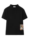 Burberry Boy's Johane Ekd Logo-patch Polo Shirt In Black