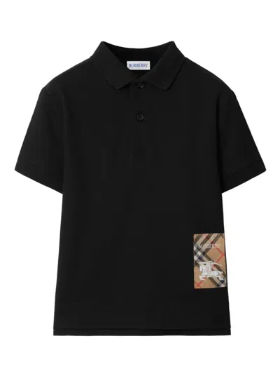 BURBERRY CHECK LABEL COTTON POLO SHIRT