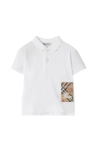 Burberry Check Label Cotton Polo Shirt In White