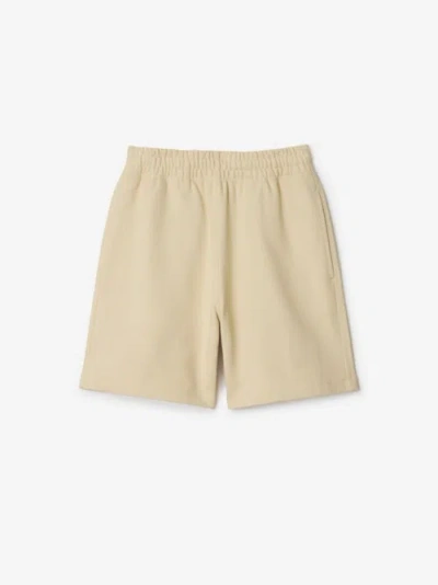 Burberry Check Label Cotton Shorts In Nutmeg