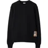 Burberry Check-patch Cotton Sweatshirt In Black