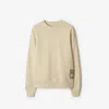 Burberry Check Label Cotton Sweatshirt In Beige