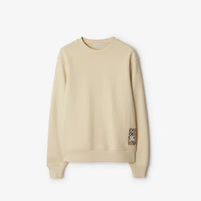 Burberry Check-patch Cotton Sweatshirt In Beige