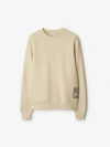 Burberry Check Label Cotton Sweatshirt In Nutmeg