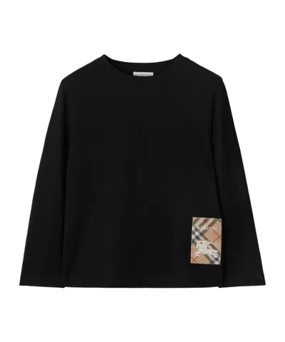 Burberry Check-label Cotton T-shirt In Black