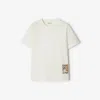 Burberry Cotton T-shirt With Check Application In Chalk