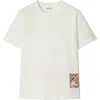 Burberry Cotton T-shirt With Check Application In Chalk