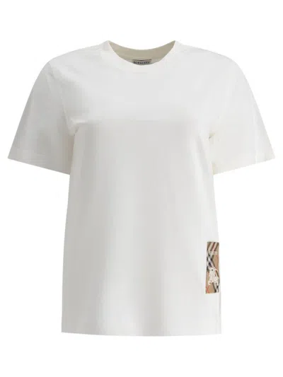 Burberry Check Label Cotton T-shirt In White