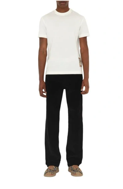 Burberry Check Label Cotton T-shirt In White