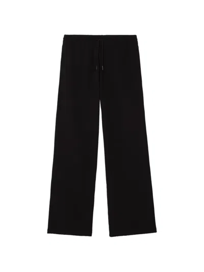 Burberry Check Label Cotton Track Pants In 黑色
