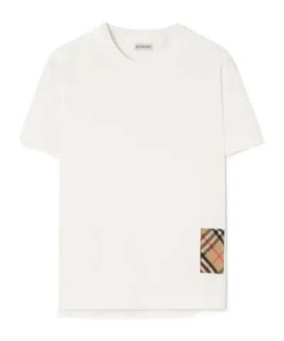 Burberry Check Label Cotton T-shirt In White