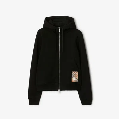 BURBERRY BURBERRY CHECK LABEL COTTON ZIP HOODIE