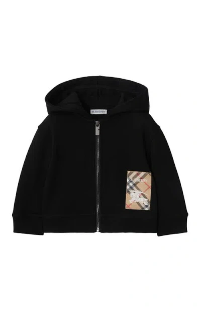 BURBERRY BURBERRY CHECK LABEL COTTON ZIP HOODIE