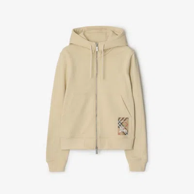 BURBERRY BURBERRY CHECK LABEL COTTON ZIP HOODIE