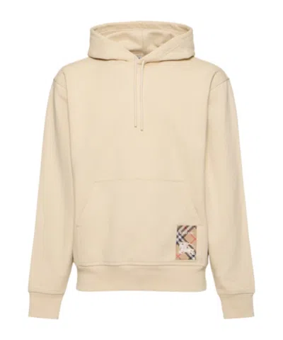 Burberry Check Label Hoodie In Nutmeg
