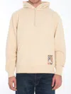 Burberry Check Label Hoodie In Beige