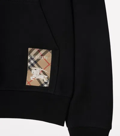 Burberry Check Label Hoodie In Black