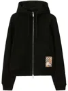 Burberry Check Label Cotton Zip Hoodie In Black