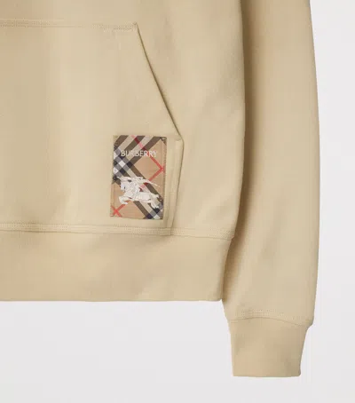 Burberry Check Label Hoodie In Sand