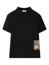 Burberry Boy's Johane Ekd Logo-patch Polo Shirt In Black