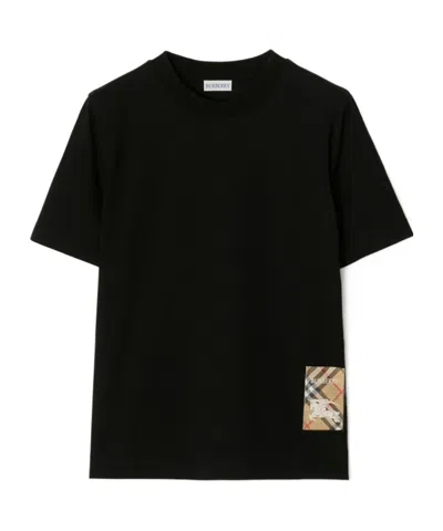 BURBERRY BURBERRY CHECKED PATCH CREWNECK T-SHIRT