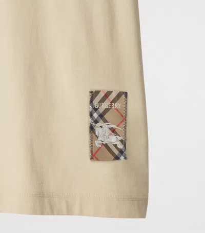 Burberry Check Label T-shirt In Sand