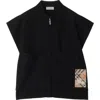 Burberry Check-print Logo-patch Cape In Black